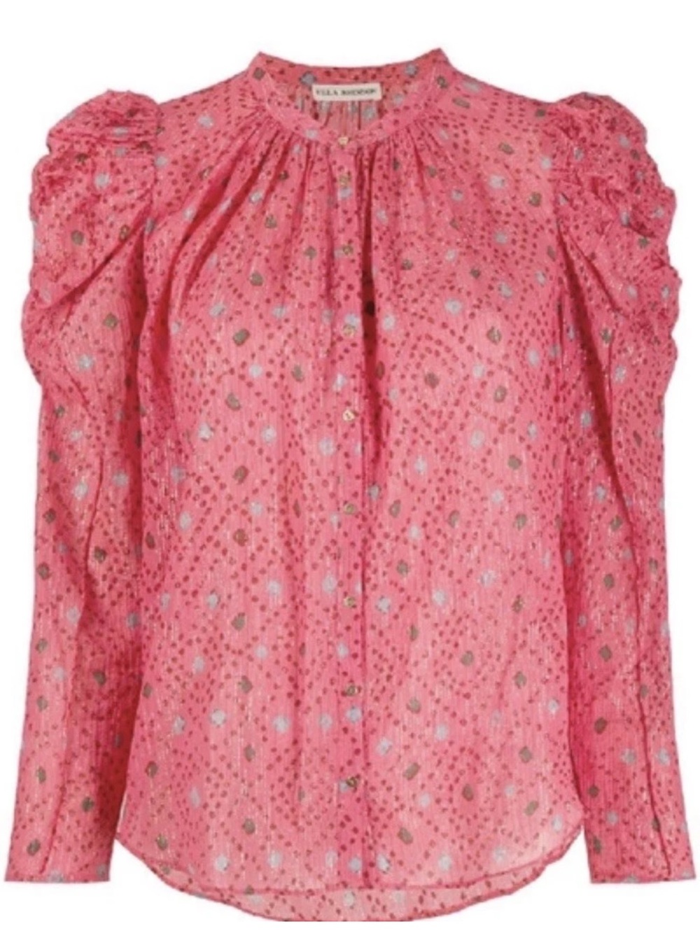 Ulla Johnson Coral-Red Printed Ruffle Shoulder Blouse